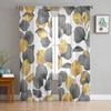 Black And Gold Leaves Sheer Curtains For Living Room Bedroom Kitchen Tulle Curtain Home Decorative Sheer Panels