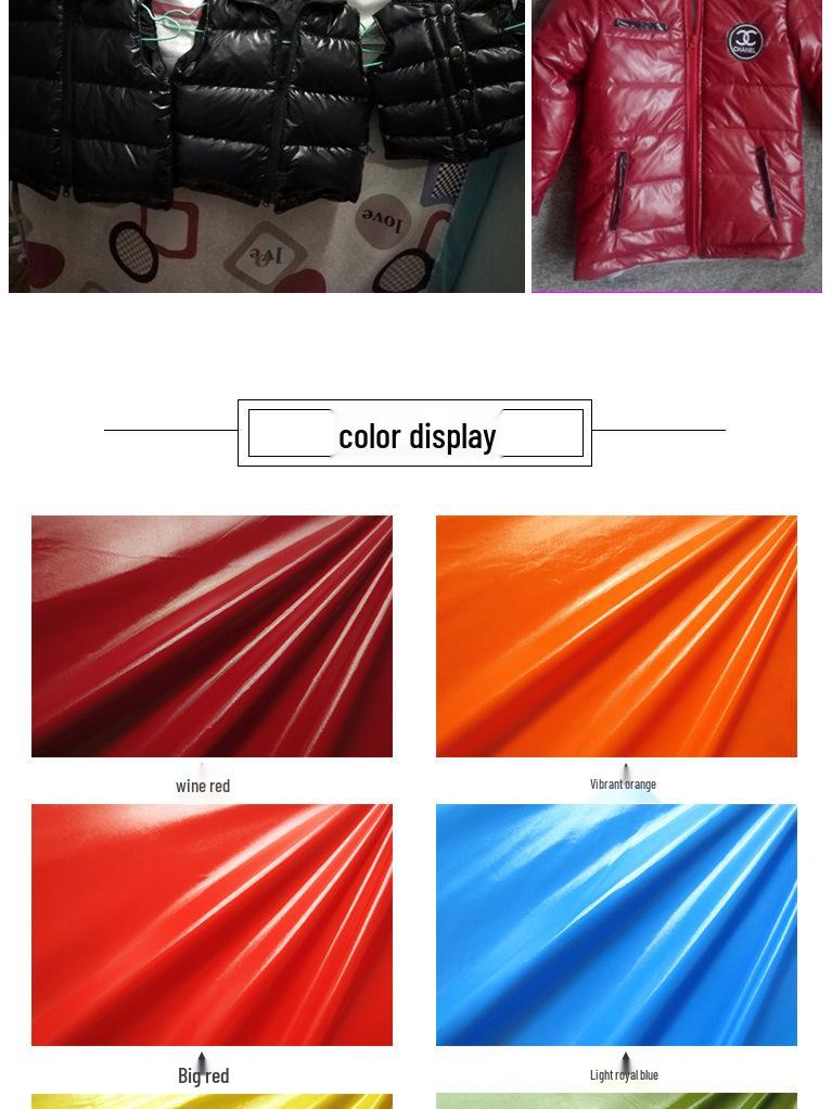 Высокоглянцевая водонепроницаемая ткань для пуховиков из таффеты 40D ПУ нейлона