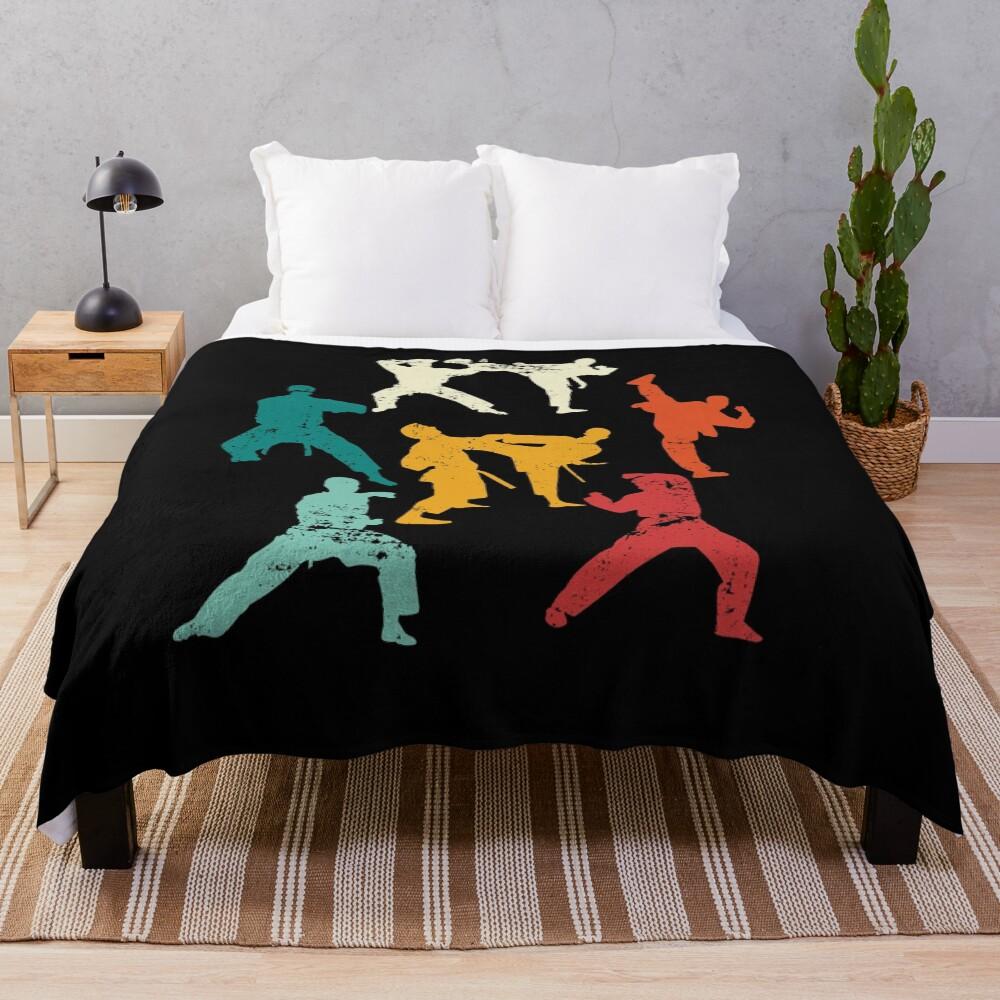 Retro karate fighter karate Throw Blanket