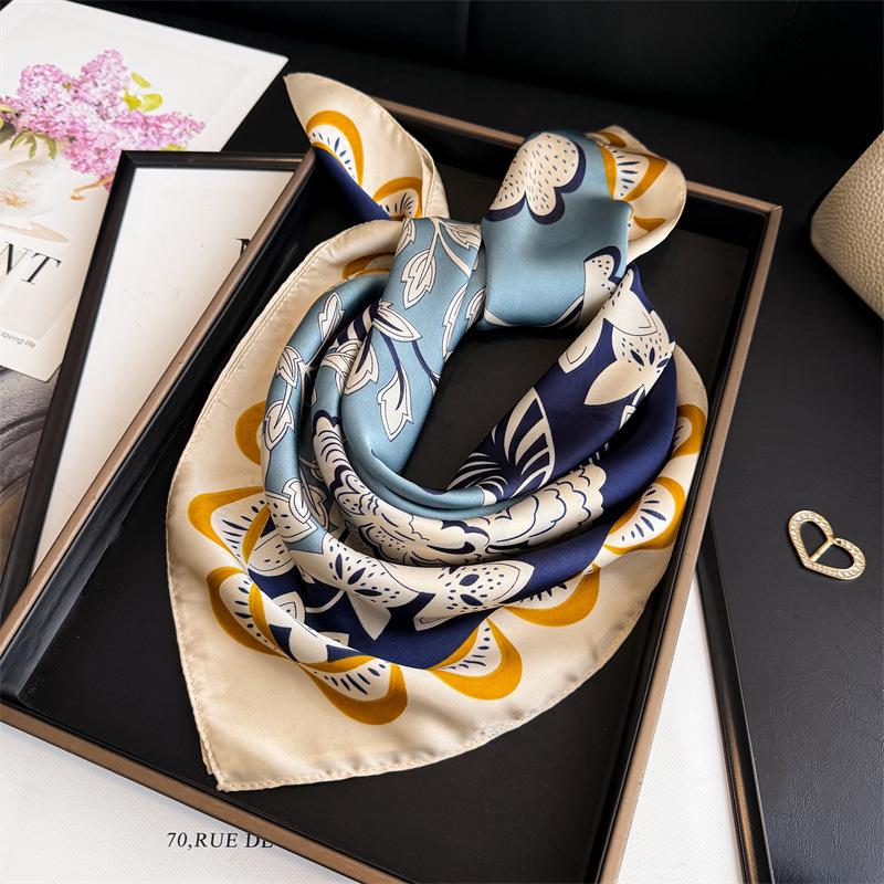 Luxury Print Square Silk Scarf for Women Hijab Hair Bands Neckerchief Female Satin Shawl Ribbon Headband Fashion Wraps Bandana