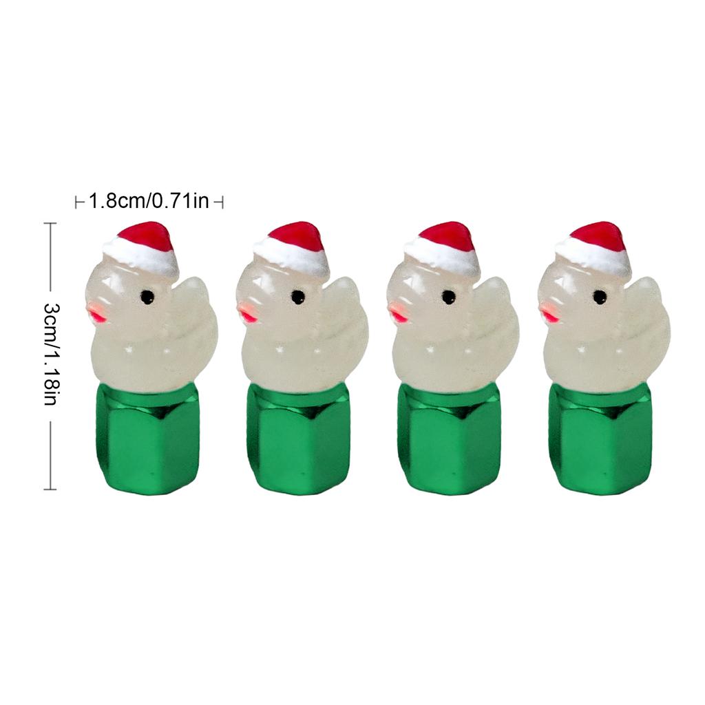 4Pcs Christmas Duck Glow in The Dark Tire Valve Caps Auto Tire Valve Stem Caps Tire Air Valve Caps for Cars Motorcycles Bicycles