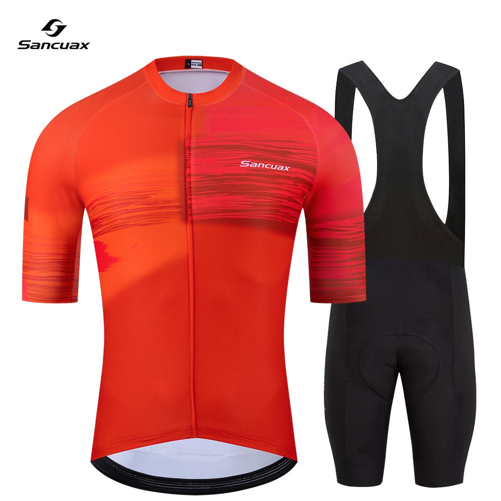 Cycling Jersey Set Bicycle Short-Sleeved Shorts Suits for Men Breathable Road Biking MTB Cycling Clothing with Pockets