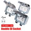 Double EU Socket Power Supply Switch Socket Outdoor Wall Power Socket IP66 Weatherproof 16A for Home& Garden