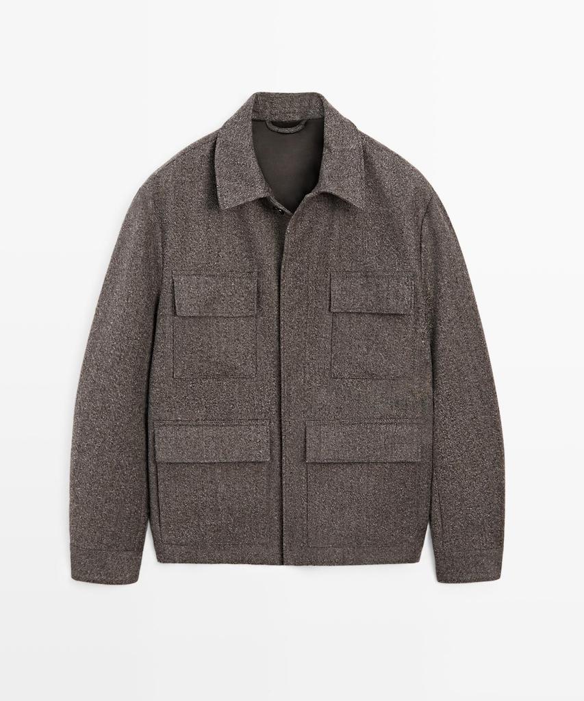 Шерстяной кардиган Massimo Dutti в елочку