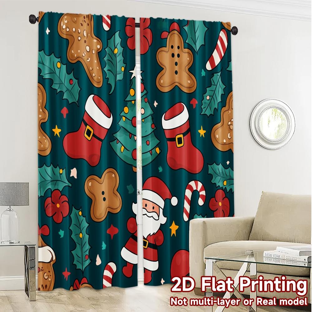 2 шт., Занавески Милый Рождественский Чулок Дерево (2) Креативные Популярные Шторы Машинная Стирка Тканевые Шторы Украшения Внутри