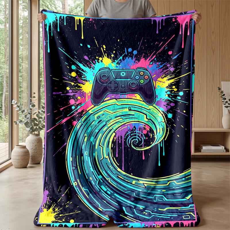 Gaming Controller Graffiti Theme blanket Lightweight Warm Flannel Blanket Decorative Throw Blanket for Home Decoration