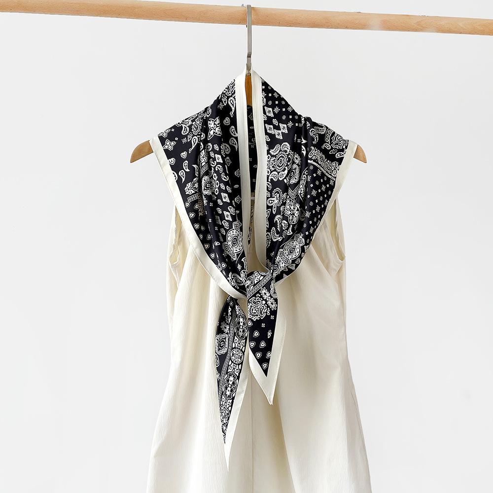 Wear A Triangular Scarf, Headscarf, Twill Silk Scarf, Shawl, Retro Literary Cashew Print Silk Scarf, Women'S Waist Seal Decoration