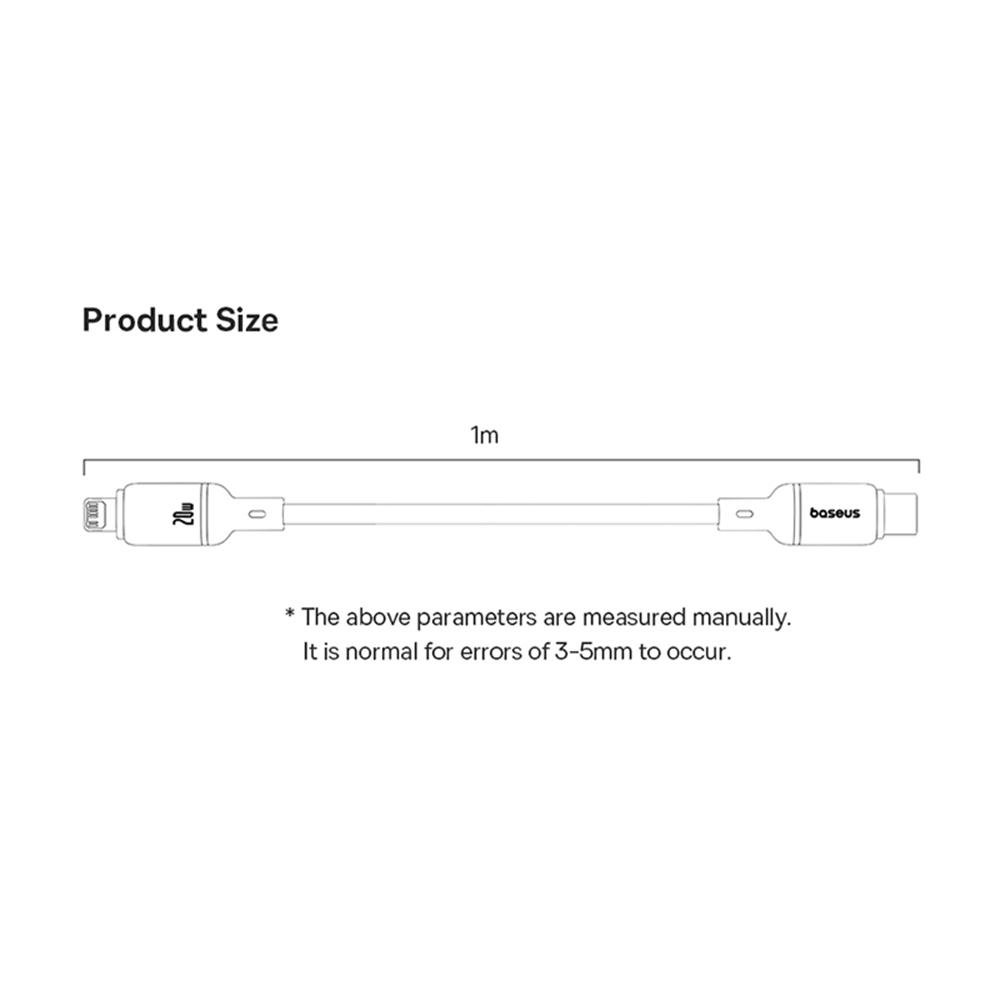 BASEUS Шелковистый кабель для передачи данных USB-C на iP, гибкий ПВХ, PD 20 Вт, кабель для быстрой зарядки, длина: 2м