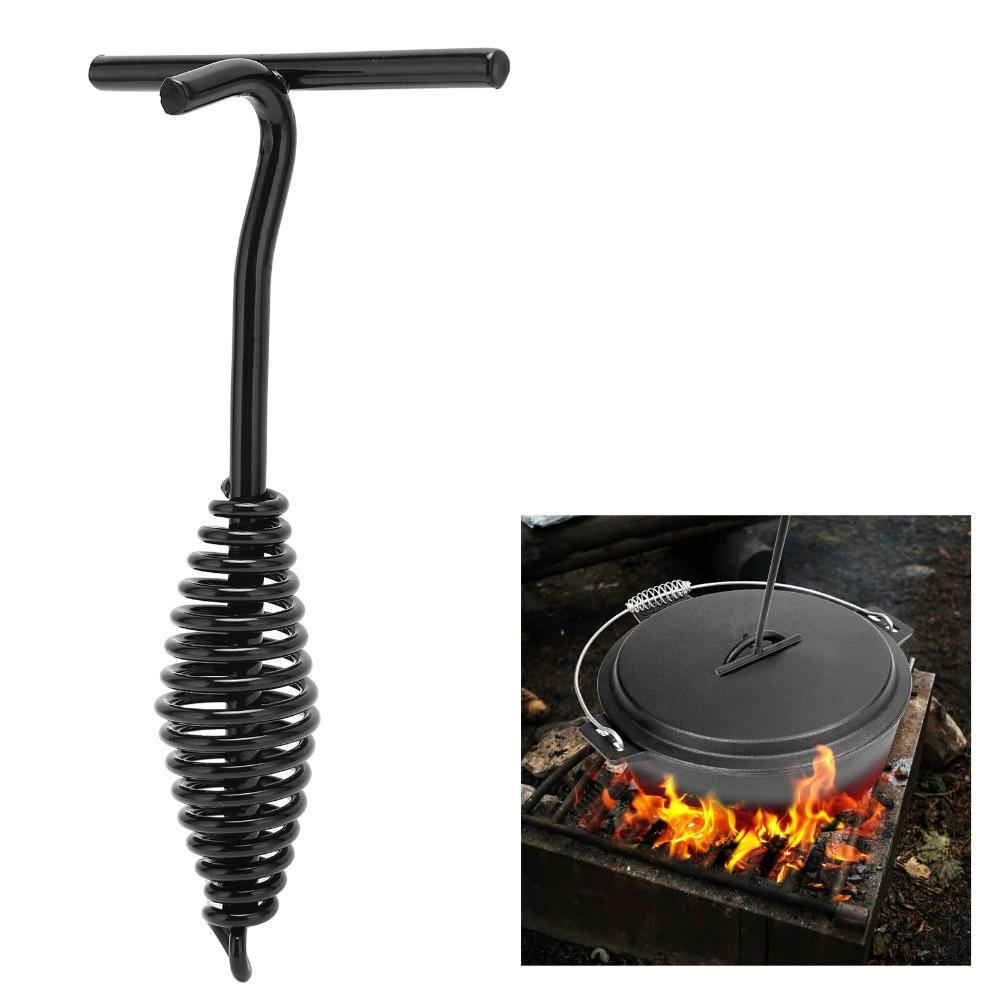 Spiral Handle Lid Lifter Cast Iron Pot Cover Handle Dutch Oven Lid Lifter  Hiking