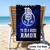 1PC Custom Name Beach Towel Porto Love Crest Beach Towel, Suitable for Camping, Travel, Beach Accessories, Super Absorbent, Family Gift