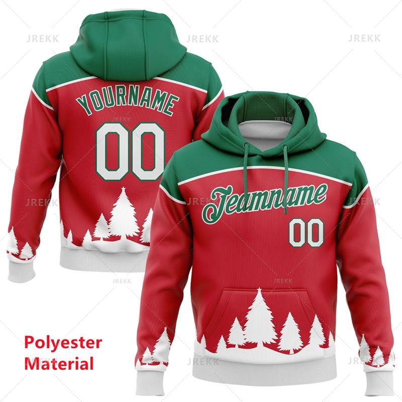 Red Green Custom Name Christmas Hoodie Men 2026 3D Printed Santa Claus Pullover Hoodies Tops Women Personalized Sweatshirt