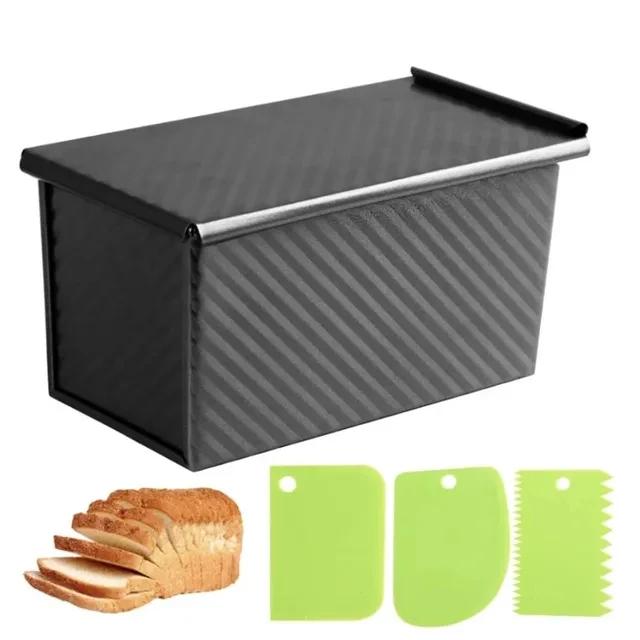Kitchen Mold Cake Bread Pan with Lid Non-stick Bread Pan Rectangular Aluminized Steel Durable Bread Cake Toast Box Mold