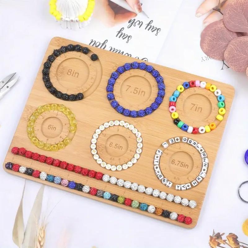 Wooden Bead Board Creative Display Bracelets DIY Ornament Jewelry Plate Compartments Storage Tray Grooves Sundries Accessories