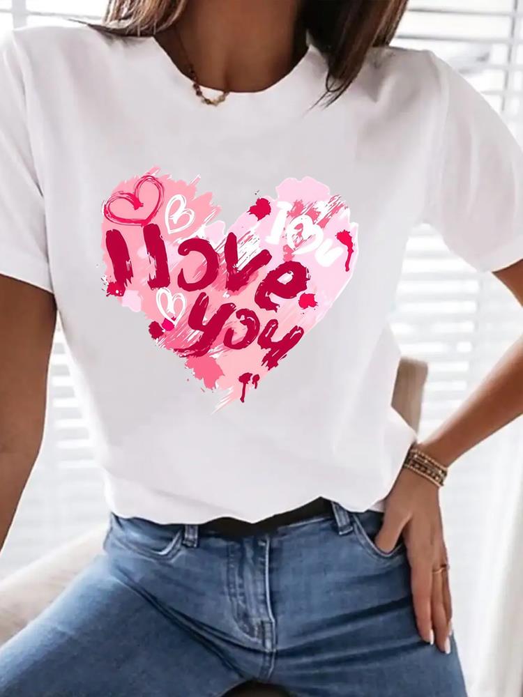 (Asian Size) Clothing T Shirt Tee Top Women Fashion Female Woman Print Sweet Trend 90s Beach Short Sleeve Graphic T-shirts