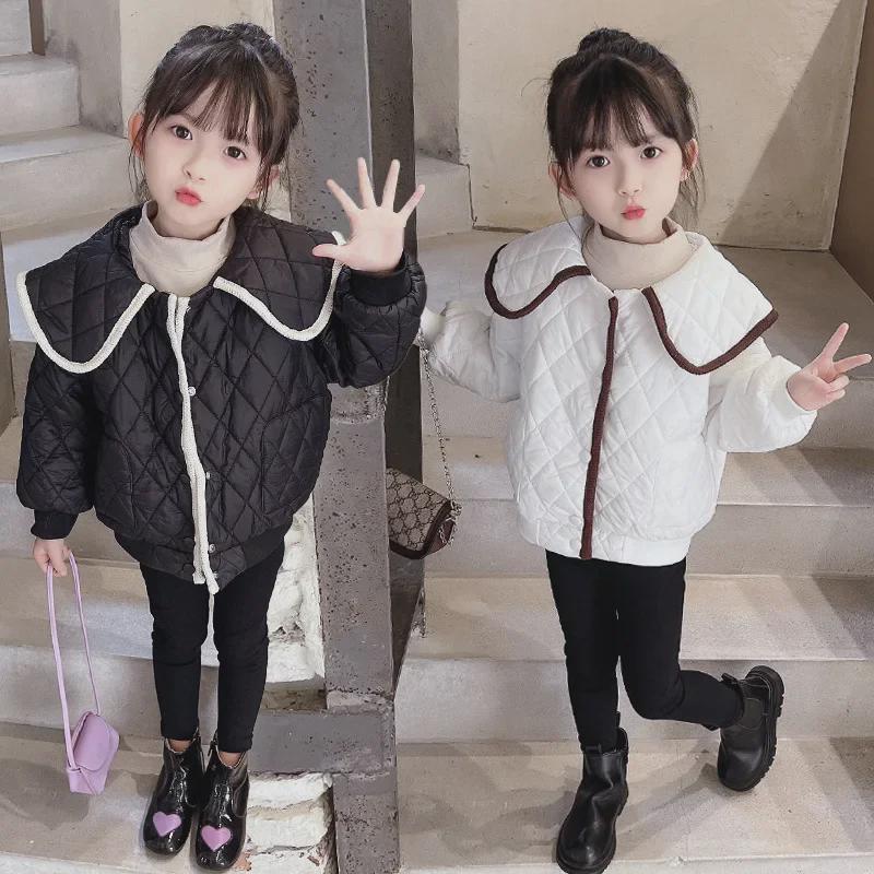 2024 Girls' Stylish Quilted Jacket: Versatile, Lightweight Autumn/Winter Cotton Coat