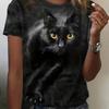 Plus Size Women's Clothing 3D Cat Print Crew Neck T-shirt Casual Loose Short Sleeve Summer T-Shirts Tops Women's Clothing