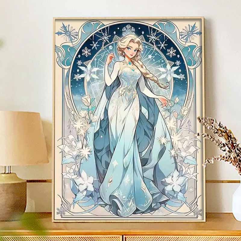 Disney Алмазная живопись 5D круглый бриллиант полный бриллиантов DIY ручной работы наклейки, Эльза из мультфильма Холодное сердце домашний декор картины
