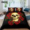 Пододеяльник с изображением сахарного черепа для возлюбленного, милашки, роз, комплект постельного белья для двоих, микрофибра, Хэллоуин, мужской, дымчатый, ужас, готический пододеяльник