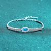 S925 Sterling Silver Hand-inlaid Moissanite Bracelet for Women Sapphire Blue Oval Edge Row Diamond Chain Niche Design Simple