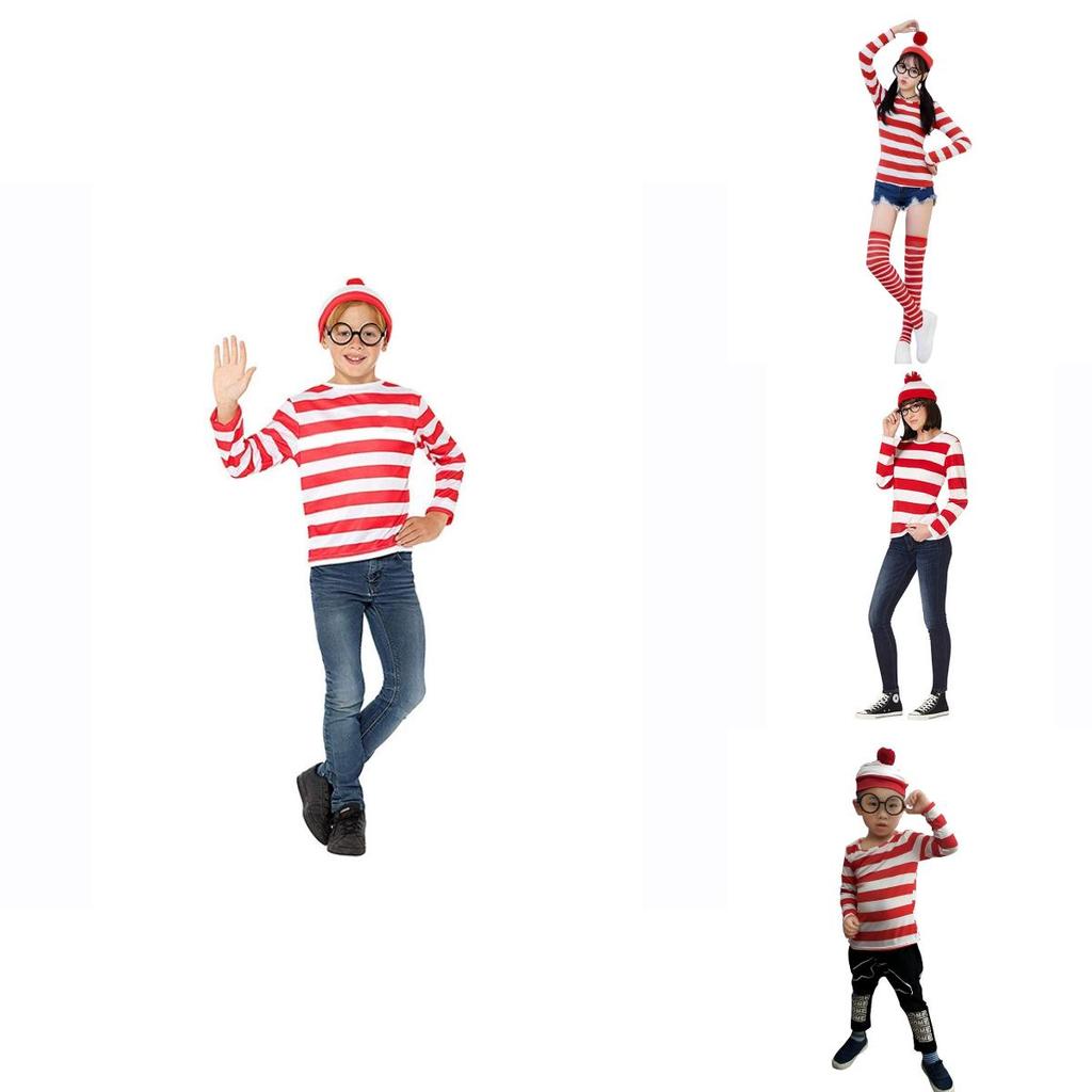 Where's Wally Halloween Costume Fun And Smart Uk Anime Cos Dress-up Outfit
