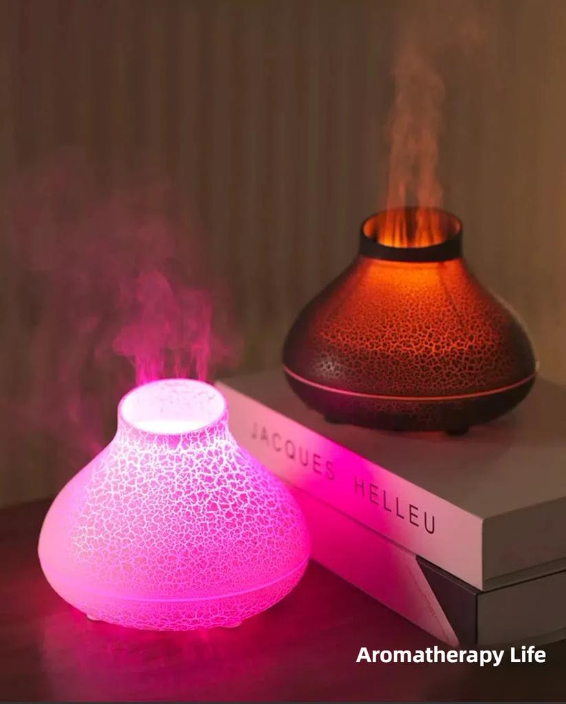 2024 New Crack Flame Aromatherapy Machine Colorful Night Light Can Be Added with Essential Oils Bedroom Charging Decoration