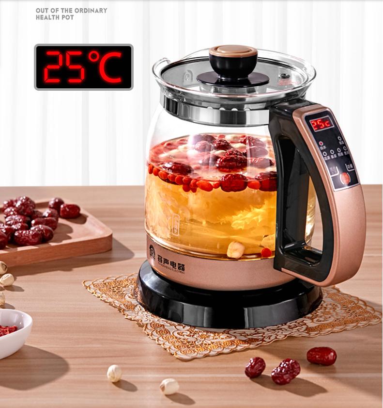 220V Automatic Kettle Health Care Kettle Thick Glass 1.2L Electric Teapot Insulation Electric Water Cooker Water Boiling Pot AVE