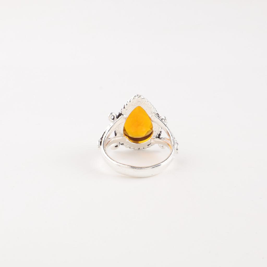 Citrine Gemstone 925 Stamped Silver Jewelry Handcrafted Partywear Ring For Women RR-57-15