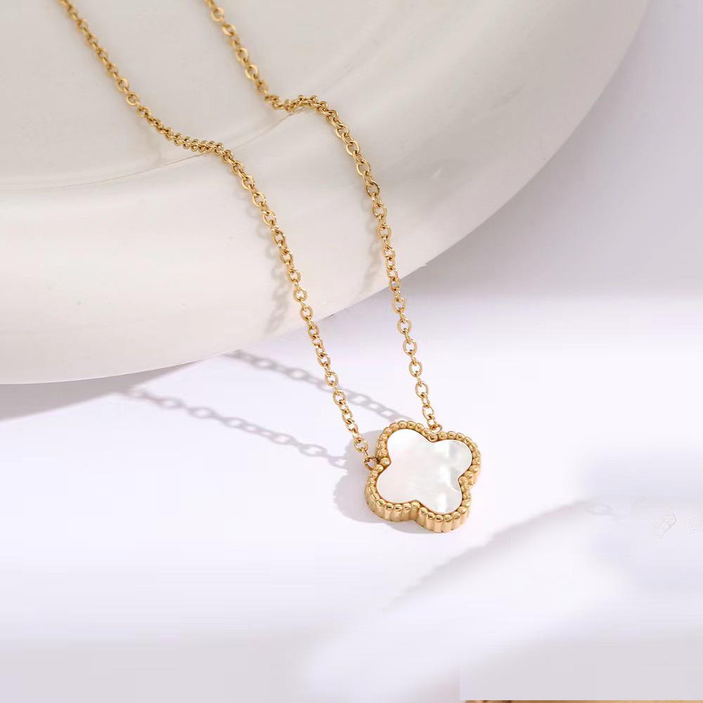 13 мм титановая сталь не теряет цвет ожерелье двухстороннее четырехлистное ожерелье клевера высококачественная роскошная женская подвеска ювелирные изделия