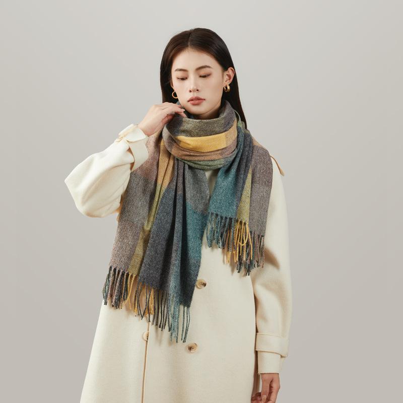70 * 175cm Autumn/Winter 2025 New Imitation Cashmere Scarf Plaid Versatile Scarf For Men, Warm And Thick Shawl For Women
