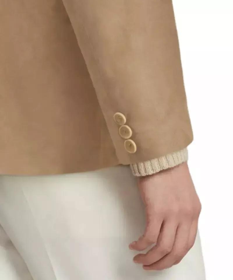 Настоящая овчина, стильный деловой наряд, бежевый мужской замшевый кожаный пиджак, пальто ручной работы