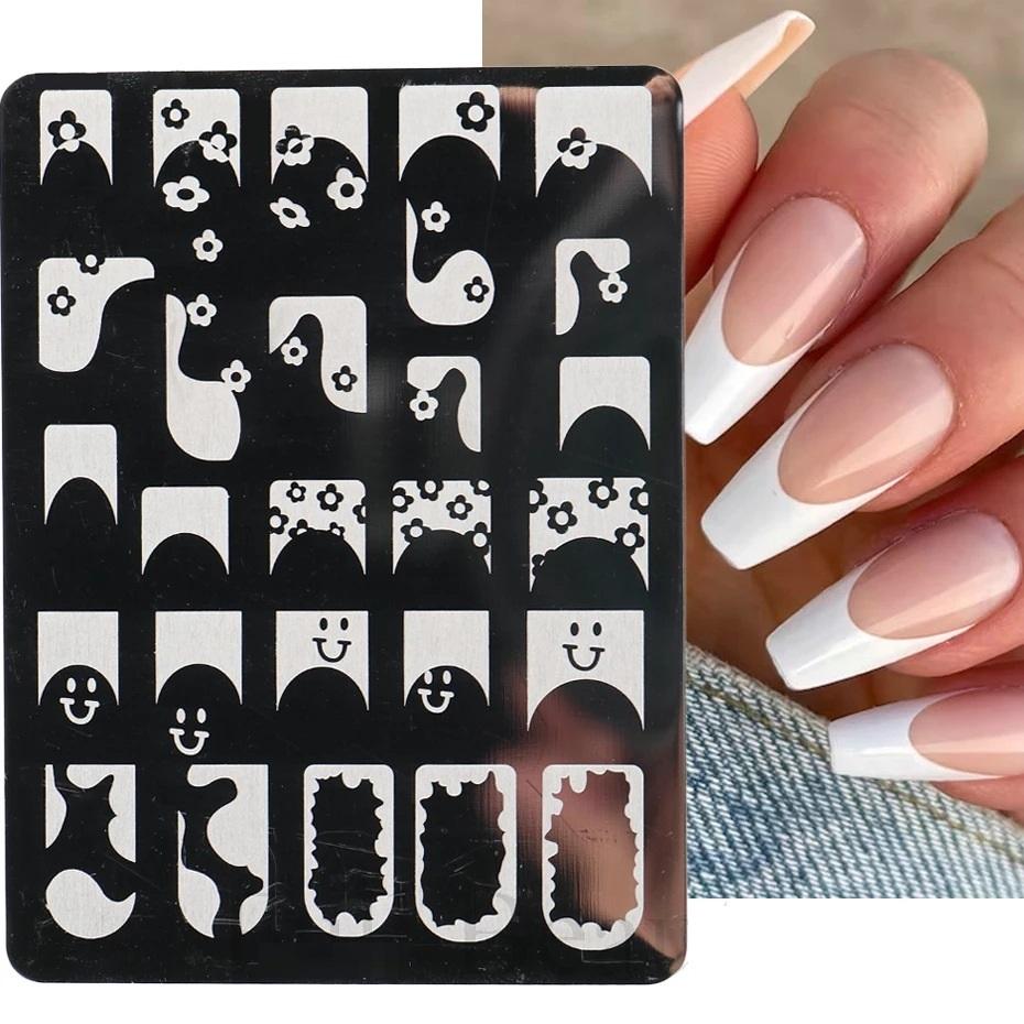French Style Nails Art Stamp Plates Leaf Flower Stainless Steel Stencils Nail Printing Image Manicure Stamping Tools