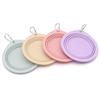 with Carabiner Silicone Pet Bowl Solid Color Puppy Water Container  Outdoor Travel