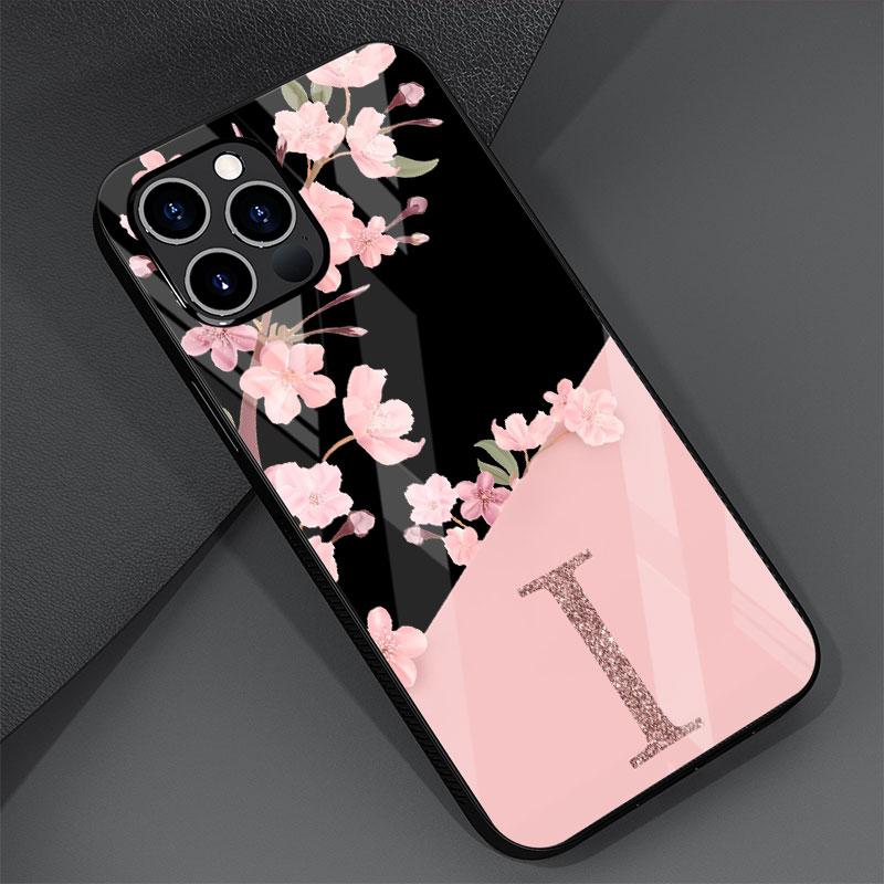 Изготовленный на заказ чехол Cherry Blossom Flower Initial Glass для Apple iPhone 14 13 Pro 11 12 7 8 Plus SE 2022 XR X XS Max 6 6S Phone Cover