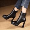 Женские ботильоны на высоком каблуке, сексуальные ботильоны из кожи на высоком каблуке с острым носком, дизайнерские ботильоны челси до щиколотки для женщин, ботильоны для платья, Botas Mujer