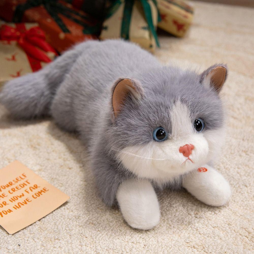 Voiced Realistic Cat Doll Soft Simulated Kitten Model Cute Simulation Cat Plush Toys  Kids