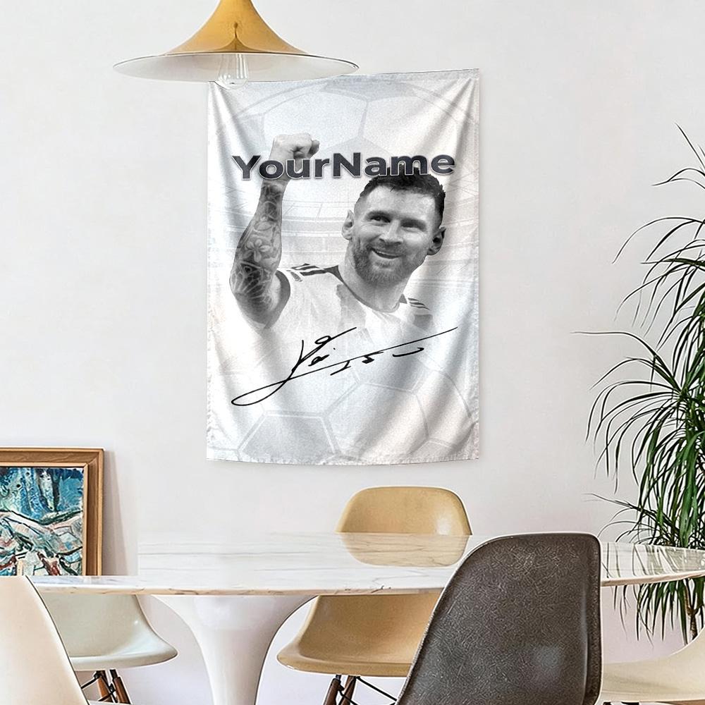 Messi Custom Your Name Wall Decor Tapestry Art For Pet Memorial Birthdaywedding Party Backdrop Family Gift
