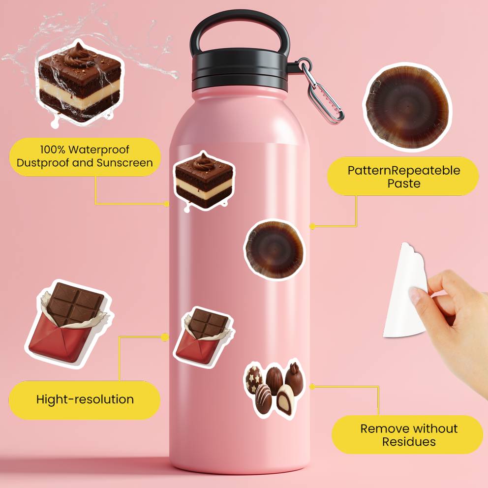 35pcs Cute Dessert Stickers Realistic Chocolate Stationery Stickers Funny Stickers For Guitar DIY Skateboard Laptop Luggage