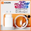 Xiaomi Для iPhone 17 16 11 12 13 14 15 Pro Max 35W PD USB C Быстрое Зарядное Устройство Тип C Кабель для Передачи Данных Дорожный Штекер Универсальный Сетевой Адаптер