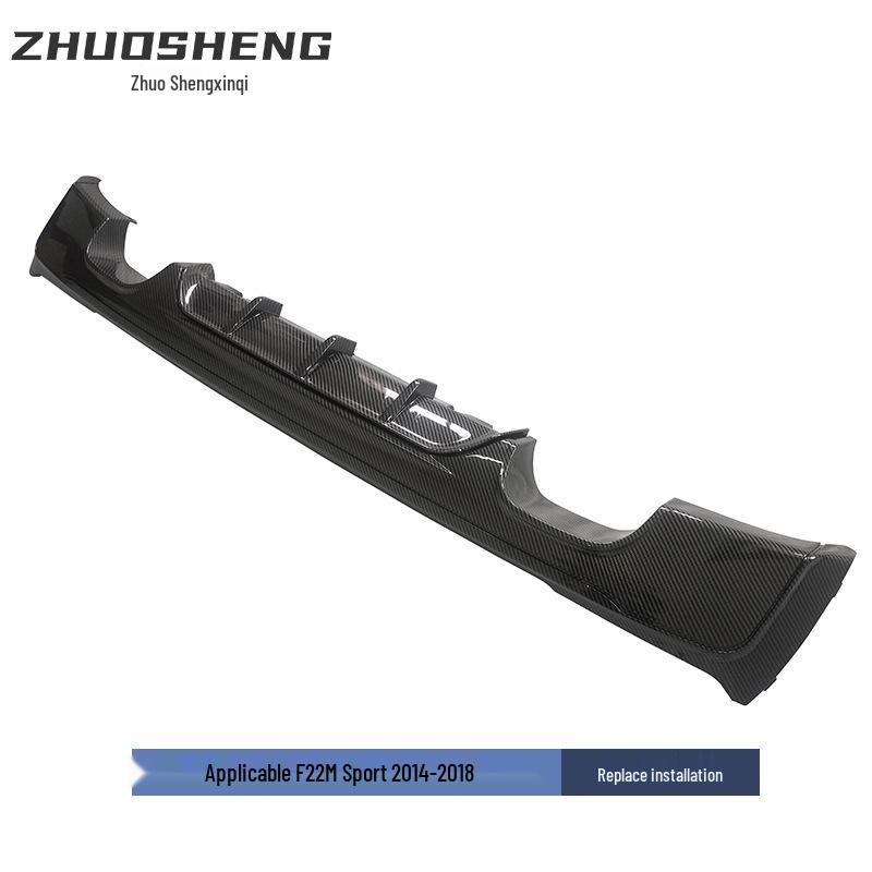 Compatible Gloss Black Rear Diffuser for BMW 2 Series F22, MP Style, Carbon Fiber, Quad/ Dual-Outlet.