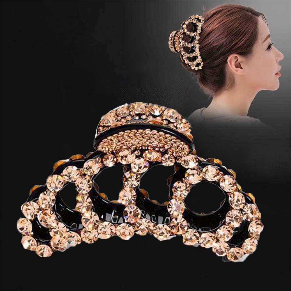 Vintage Shiny Acrylic Retro New Rhinestone Crystal Banana Grips Crab Clamp Hair Clips Hair Claws