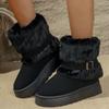Модные женские пряжки для ремней Винтажные зимние ботинки-дутики Зимние новые Утолщенные Плюшевые Нескользящие Хлопковые Ботинки Увеличение Роста Комфорт Уличная Теплая Обувь
