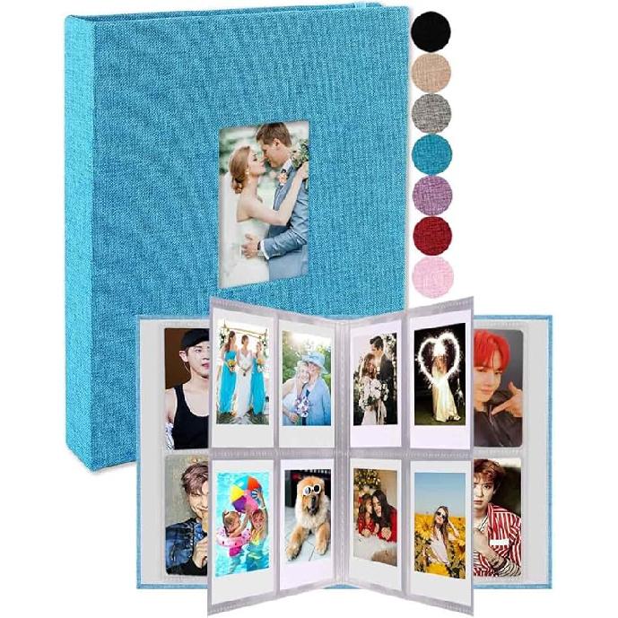 GPIRAL 2x3 Photo Album 208 Vertical Photos - Linen Front Window, Photo Album Compatible with Fujifilm tax Mini Film 7s 8+ 9 11, Polaroid Snap/PIC
