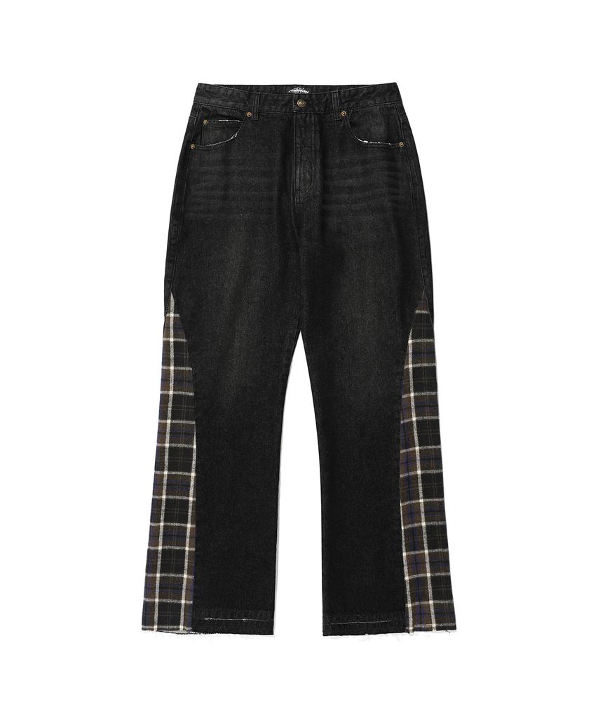 NICEGHOSTCLUB Side Check Panel Bootscut Jeans_Black(Ng2Efud115A)