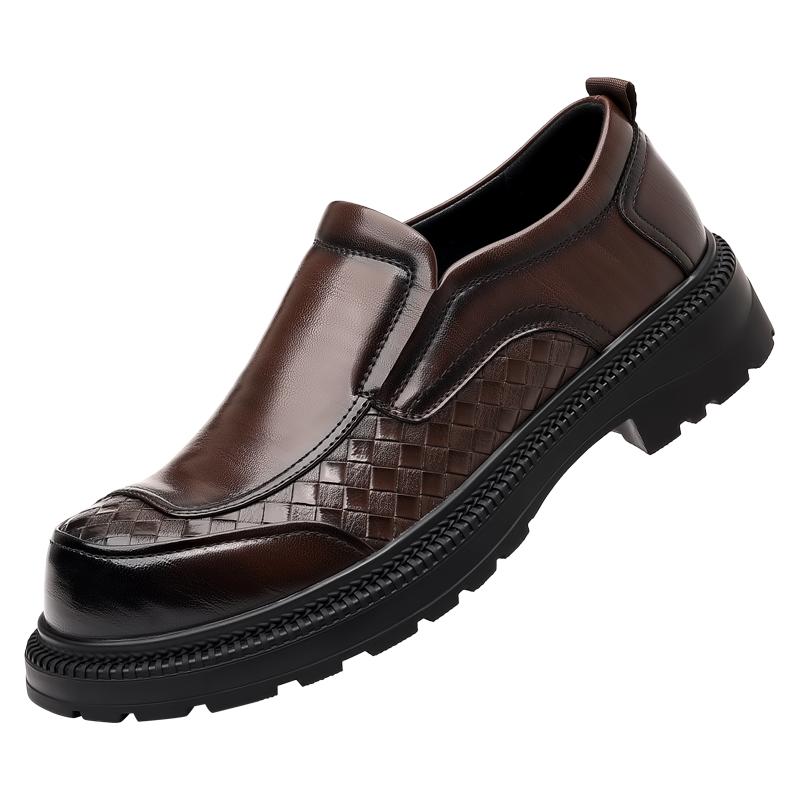 Fashion Classic Brand Men's Leather Casual Shoes Thick Soled Height Increasing Brogue Shoes Elegant Brown Banquet Dress Shoes for Men’s