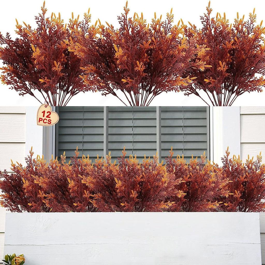 Simulated Fake Cedar Plant Plastic Artificial Pine Stems Leafy Shrubs Outdoor Home Decoration Garden Porch