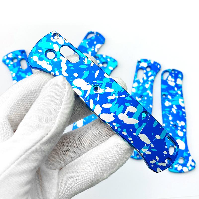 2 Types Aluminium Alloy Camouflage Oxidation Grip Handle Scales For Genuine Bugout 535 Knives DIY Making Accessories