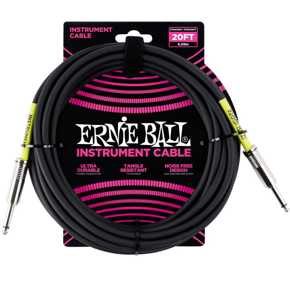 Ernie Ball Инструментальный экранированный кабель 20 футов черный 6046
