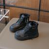 Зимние детские ботинки с толстой подошвой, короткие черные ботинки для девочек, школьные, универсальные, детские, повседневные, модные, для мальчиков, хлопковые ботинки, нескользящие