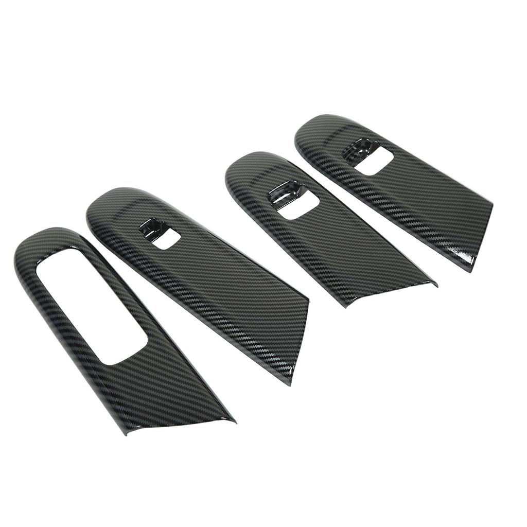 4 Pcs Door Window Control Panel Cover Carbon Fiber Style Window Lifter Decor Replacement for Mercedes‑Benz C‑class W206