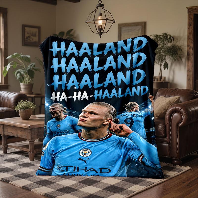 Erling Haaland Theme Fleece Blanket Cozy Soft Plush Blanket For Bedroom Couch Travel